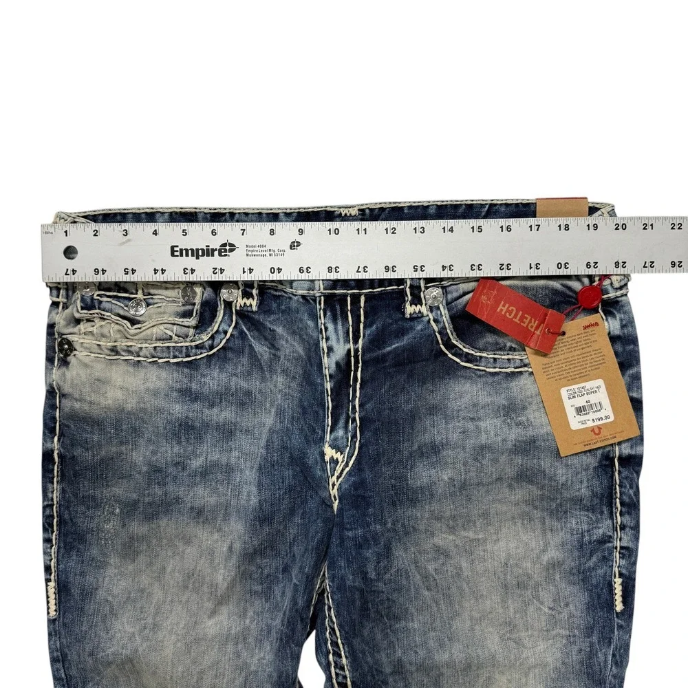 True Religion Slim Flap Super T Jeans Mens 40 x 33 Sunlight Haze Blue 101437 NWT